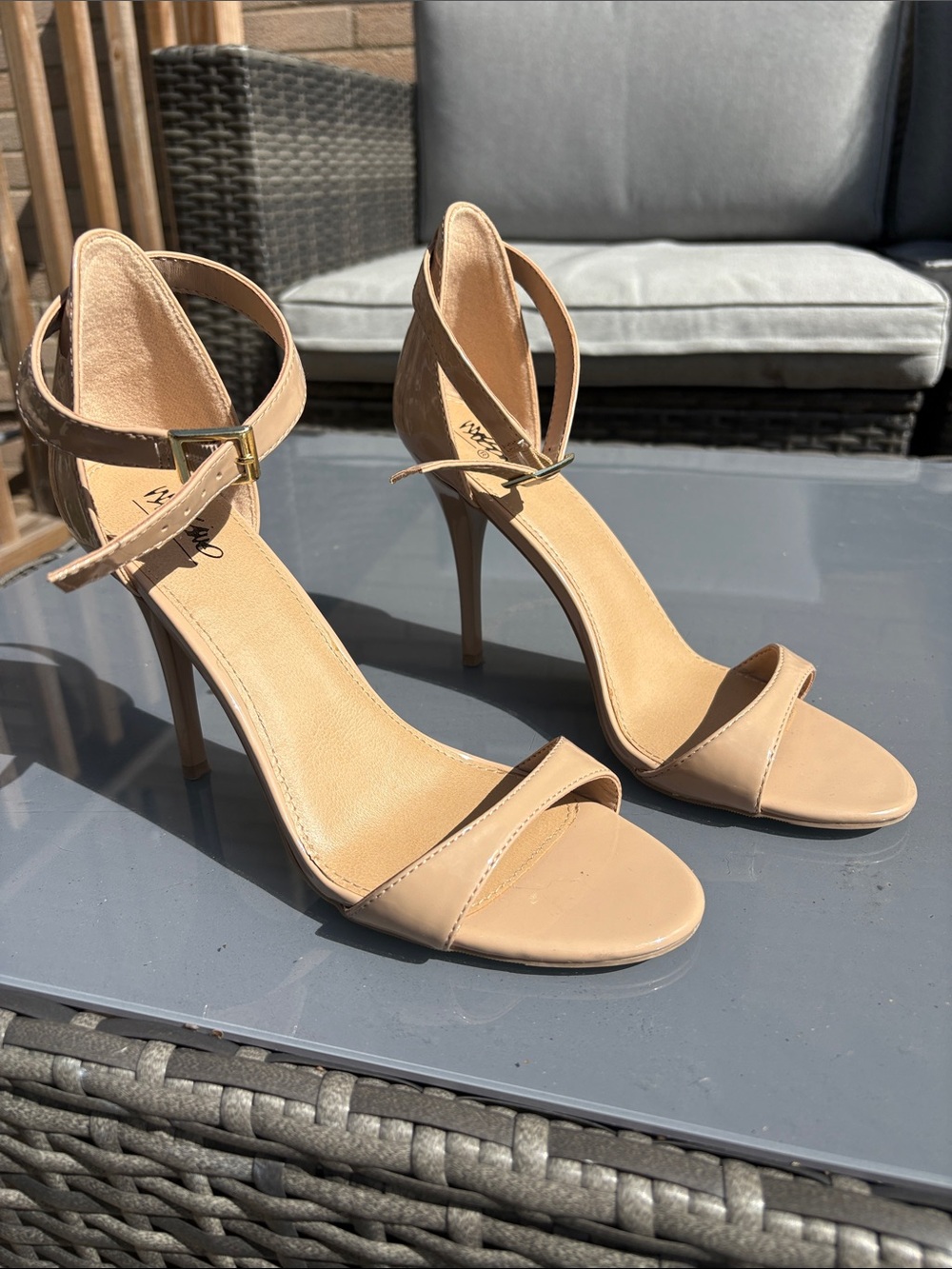 Mossimo Supply Co. Nude Beige Ankle-Strap Stiletto Sandals
